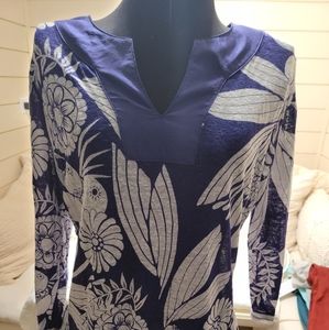 Purple and white flowered tunic